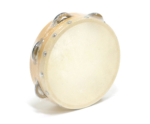 Tambourine-Plastic w/Cow Hide Skin 7in. / 6 Jingles