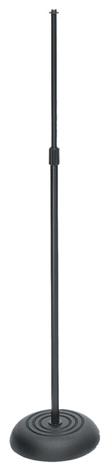 On Stage Straight Mic Stand with Weighted Round Base in Black