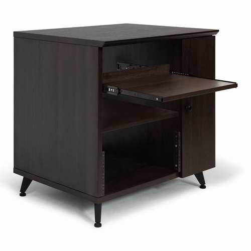 The Gator GFWELITESIDECARBRN Elite Series Sidecar Rack Cabinet with Shelf - Brown