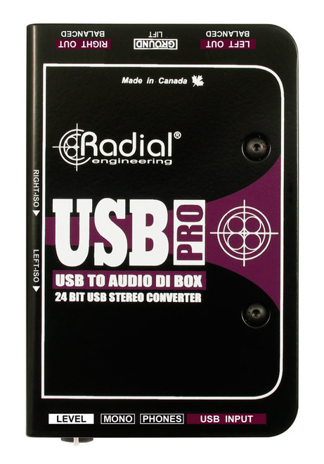 Stereo DI for USB Source, level control, mono sum, headphone out
