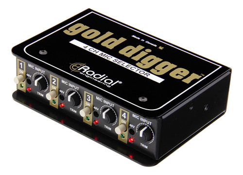 Passive 4x1 selector, use to compare 4 mics in the studio, XLR i/o