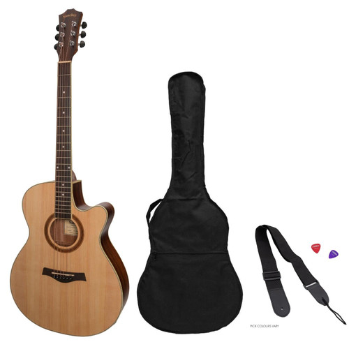 Sanchez Acoustic-Electric Small Body Cutaway Guitar Pack (Spruce/Rosewood)