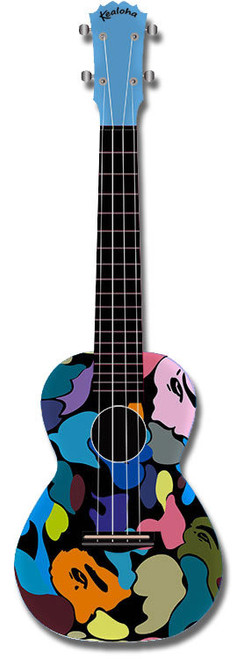 Kealoha "Abstract Blobs" Design Concert Ukulele with Blue ABS Resin Body