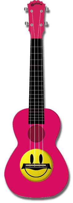 Kealoha "Smiley Face" Design Concert Ukulele with Pink ABS Resin Body