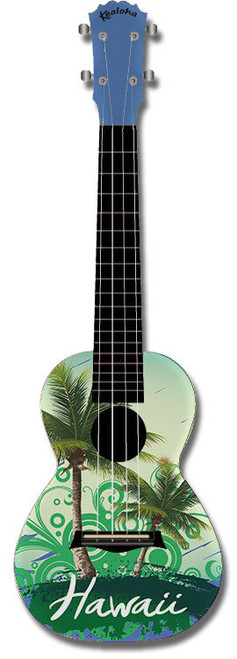 Kealoha "Hawaii Palms" Design Concert Ukulele with Blue ABS Resin Body