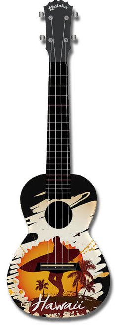 Kealoha "Hawaii Surfer" Design Concert Ukulele with Black ABS Resin Body