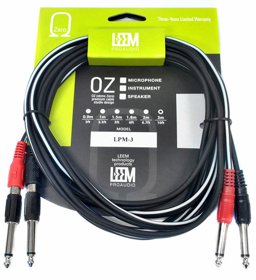 Leem 3m Interconnect Cable (2 x 1/4" Mono Plugs - 2 x RCA Jacks or 2 x 1/4" Mono Plugs - 2 x 1/4" Mono Plugs)