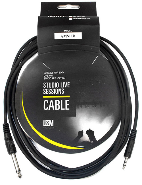 Leem 10ft Interconnect Cable (3.5mm Straight TRS - 1/4" Straight TS)