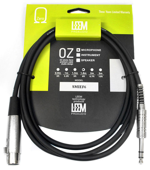 Leem 6ft Microphone Cable (1/4" Straight TRS - XLR Female)