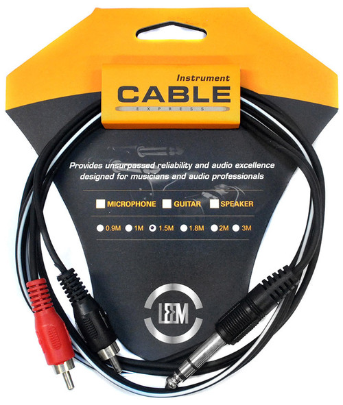 Leem 5ft Y-Cable (1/4" Straight TRS - 2 x RCA Plugs)