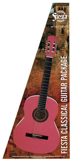 Aria Fiesta 4/4-Size Classical/Nylon String Guitar Pack in Pink
