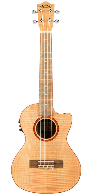 Lanikai Flamed Maple Series Tenor AC/EL Ukulele in Natural Satin Finish