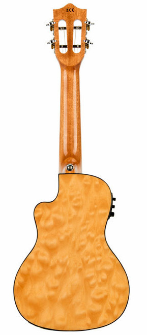 Lanikai Quilted Maple Concert AC/EL Ukulele in Natural Stain Gloss Finish