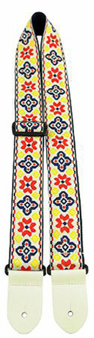 Perris 2" Jacquard Ribbon Sewn Guitar Strap with Leather ends