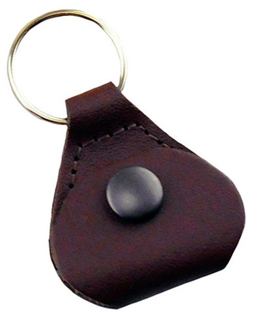 Perris Guitar Pick Holder Key Chain in Brown Leather