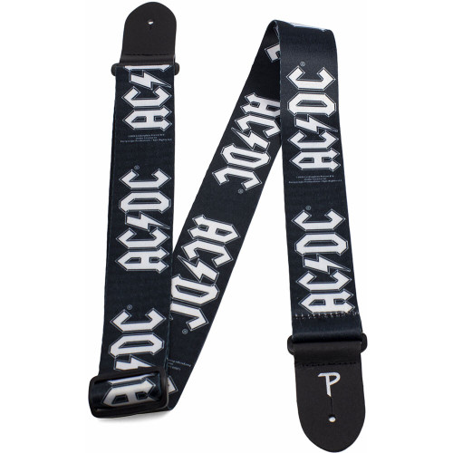 Perris 2" Polyester "AC/DC - White Logo on Black" Licensed Guitar Strap