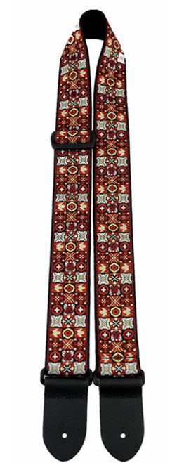 Perris 2" Jacquard Guitar Strap with Red, Black & White Noughts & Crosses design