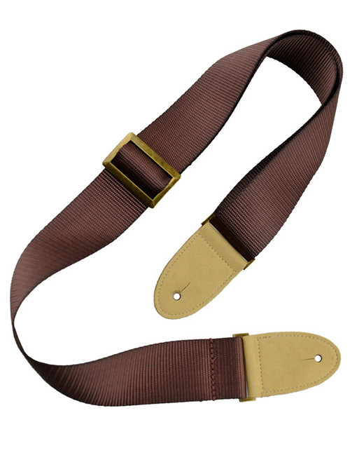 Perris 2" Vegan Collection Nylon-Webbed Guitar Strap in Brown with Cream Ends