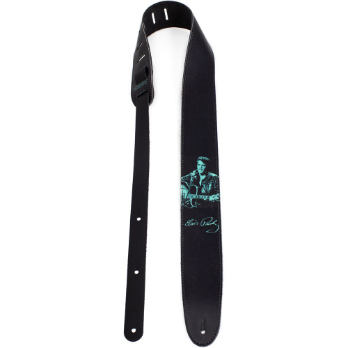 Perris 2.5" Leather "Elvis" High Res Print on Black Licensed Guitar Strap