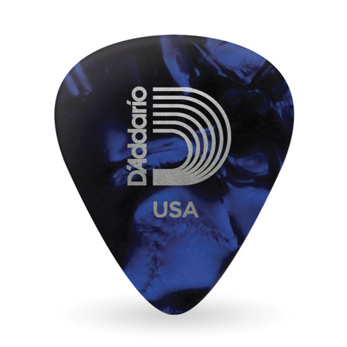 D'Addario Blue Pearl Celluloid Guitar Picks, 100 pack, Medium