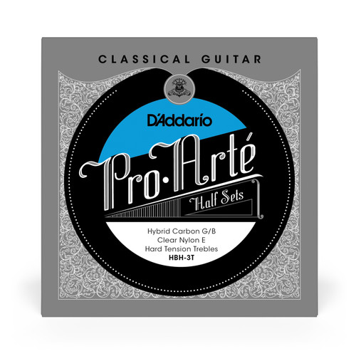 D'Addario HBH-3T Pro-Arte Hybrid Carbon G/B Classical Guitar Half Set, Hard Tension