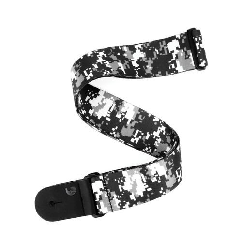 D'Addario Polyester Digital Camo Guitar Strap, Black