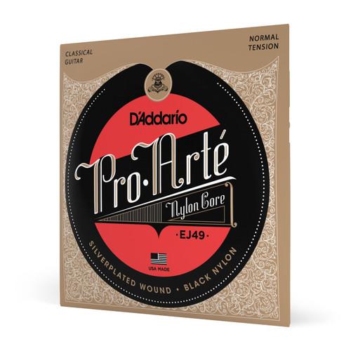 D'Addario EJ49 Pro-Arte Black Nylon Classical Guitar Strings, Normal Tension