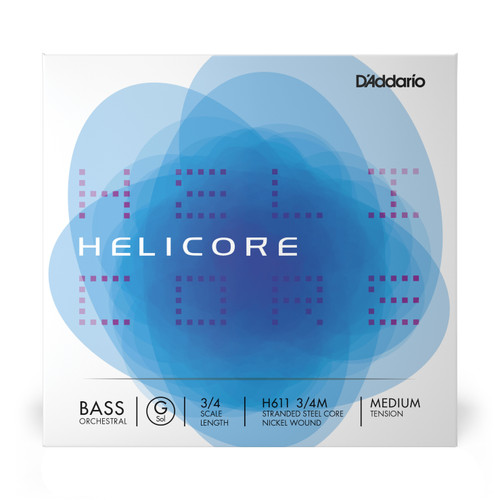 D'Addario Helicore Orchestral Bass Single G String, 3/4 Scale, Medium Tension