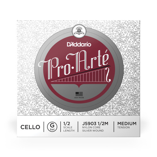 D'Addario Pro-Arte Cello Single G String, 1/2 Scale, Medium Tension