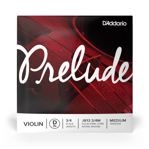D'Addario Prelude Violin Single D String, 3/4 Scale, Medium Tension