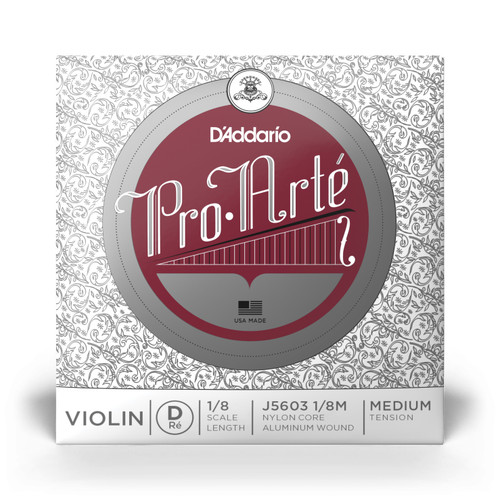 D'Addario Pro-Arte Violin Single D String, 1/8 Scale, Medium Tension