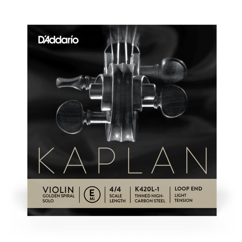 D'Addario Kaplan Golden Spiral Solo Loop End Violin Single E String, 4/4 Scale, Light Tension