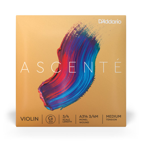 D'Addario Ascent Violin G String, 3/4 Scale, Medium Tension