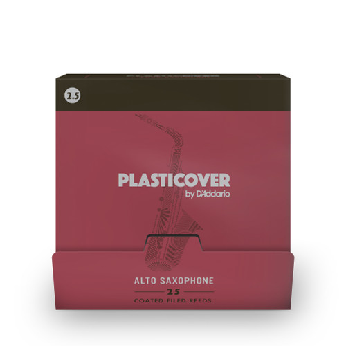 Plasticover by D'Addario Alto Saxophone Reeds, Strength 2.5, 25-pack