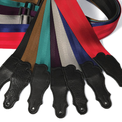 Franklin 2" Teal Aviator Seat Belt Strap with Pebbled Glove Leather End Tab