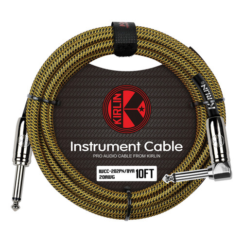 Kirlin IWCC202BY 10ft Tweed Entry Woven Instrument Cable RA - Straight with Chrome Ends