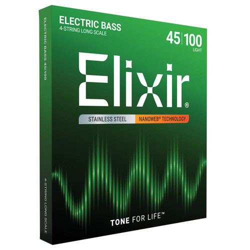 Elixir 14652 Nanoweb Bass  Stainless Steel Light 45-100
