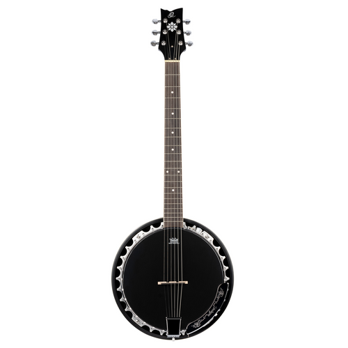 ORTEGA Raven Series Banjo 6 String Lefty - Mahogany Black + Bag
