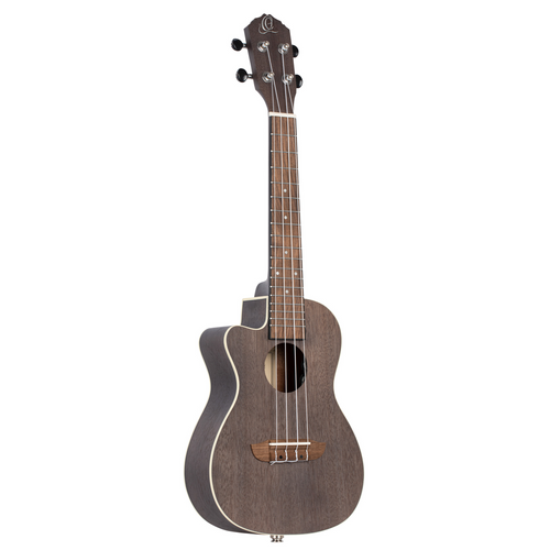 ORTEGA Earth Series Concert Preamp Ukulele 4 String Lefty - Okoume Coal Black