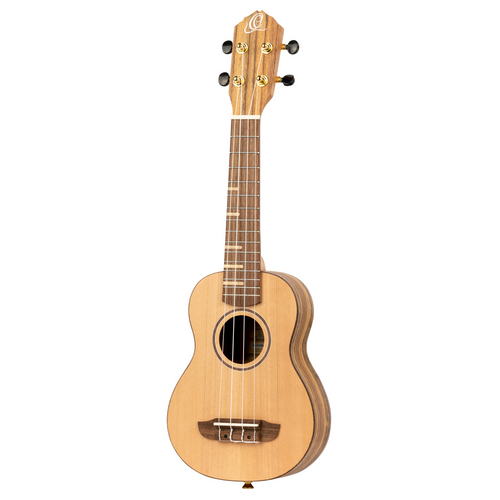 ORTEGA Timber Series Soprano Ukulele 4 String - Solid Cedar / Walnut Natural + Bag
