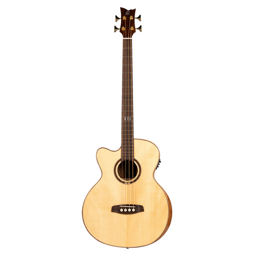 ORTEGA The Private Room Medium Scale Acoustic Bass 4 String Lefty - Spruce / Striped Ebony Natural + Bag
