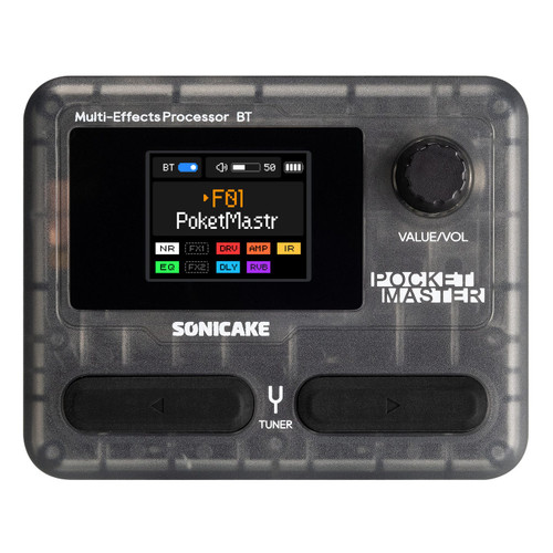 Sonicake Pocket Master - Mini Guitar Amp Model & Multi FX Pedal w BT - Trans Black