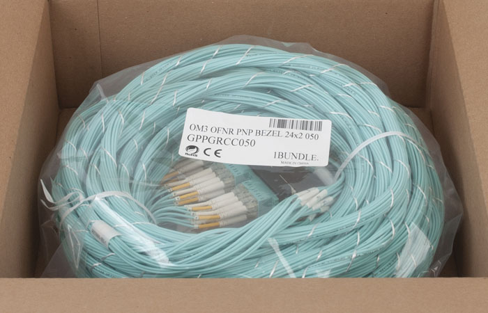 Cable assembly bagged and labeled inside shipping box