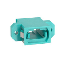 MPO Fiber Optic Adapter Feed Through in 10G Aqua with Standard Footprint and Opposite Key