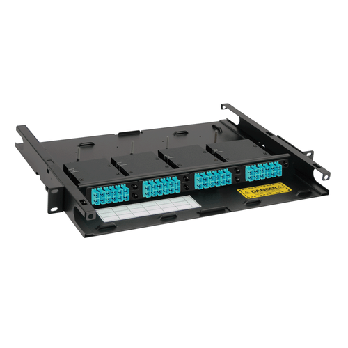 SC to MPO Fiber Optic Rack Mount Enclosure Preconfigured with 4 HD Cassettes with 48 10G Aqua Fibers SC to MPO Fiber Optic Rack Mount Enclosure Preconfigured with 4 HD Cassettes with 48 10G Aqua Fibers
