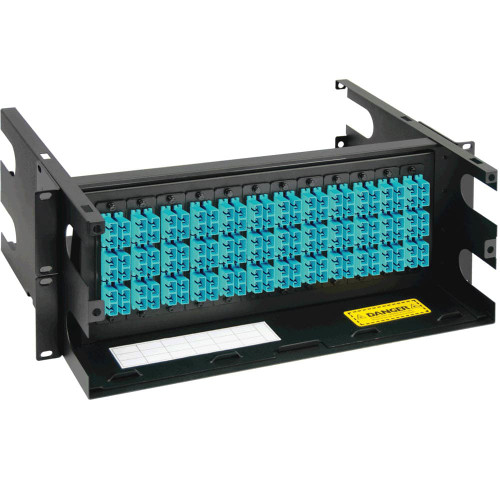 SC to SC Fiber Optic Rack Mount Enclosure Preconfigured with 12 Adapter Panels with 144 10G Aqua Fibers SC to SC Fiber Optic Rack Mount Enclosure Preconfigured with 12 Adapter Panels with 144 10G Aqua Fibers