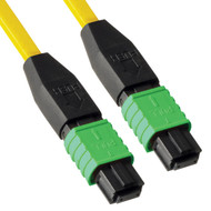 MPO Plenum Fiber Optic Patch Cord, Singlemode (OS2) Yellow Cable with 12 Fibers