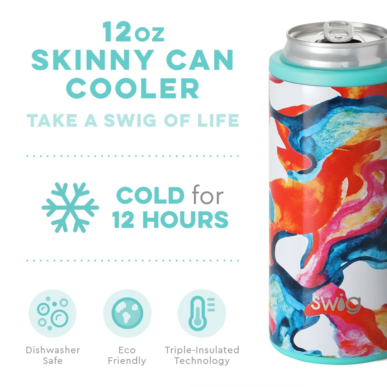 Swig 12 oz Skinny Can Cooler - Luxy Leopard