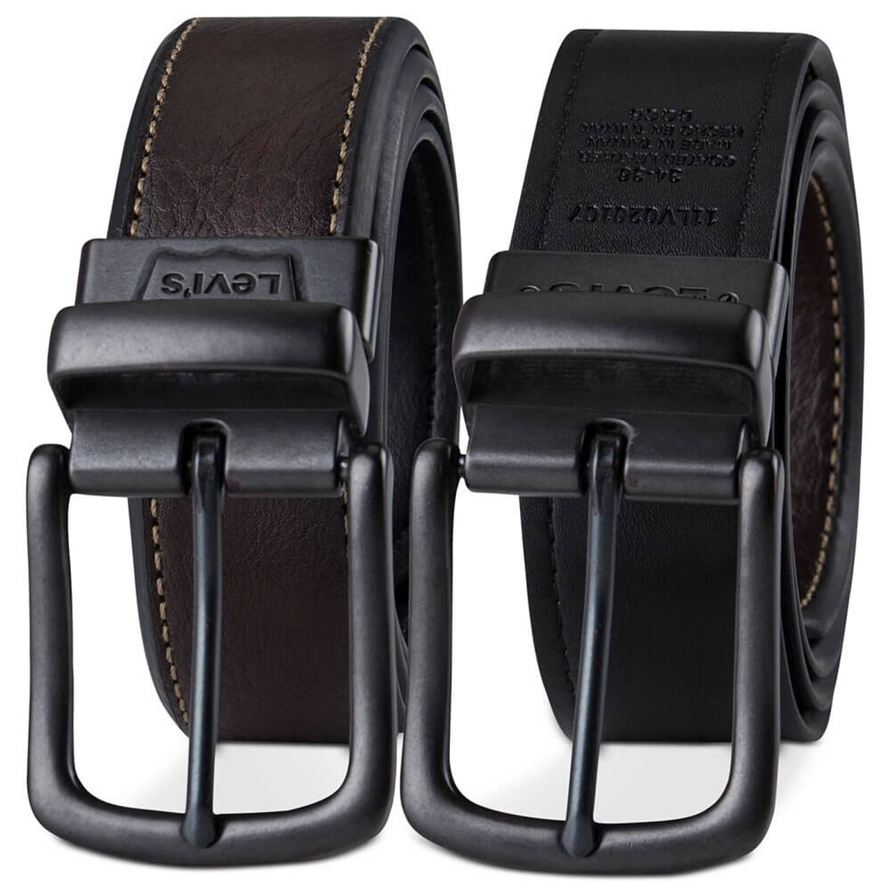 Bke Reversible Leather Belt - Grey/Black 46, Men's