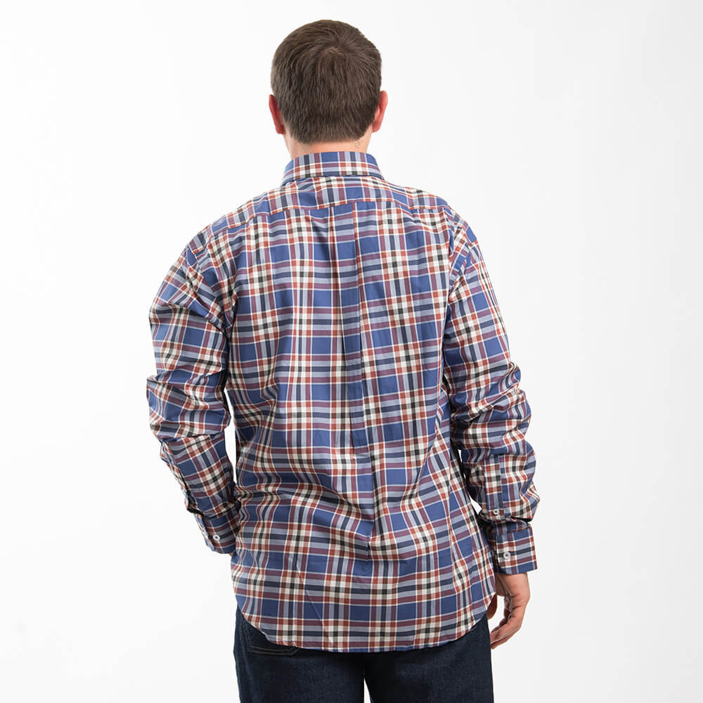 Navy Blue Orange Plaid